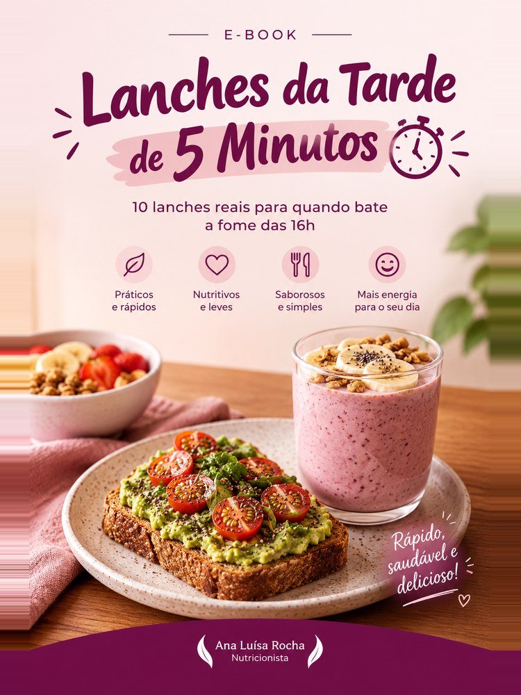 Capa do e-book Lanches da Tarde de 5 Minutos